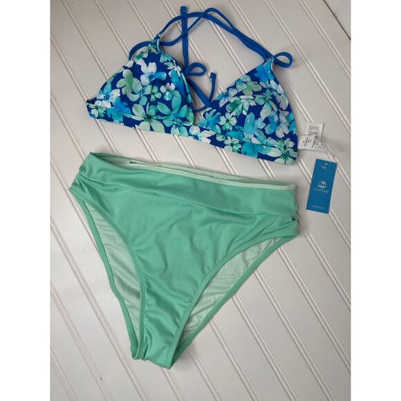 NWT Cupshe Two Peace Swimsuit Bikini Floral Triangle Strappy & Hi Rise BUNDLE M - Picture 5 of 6